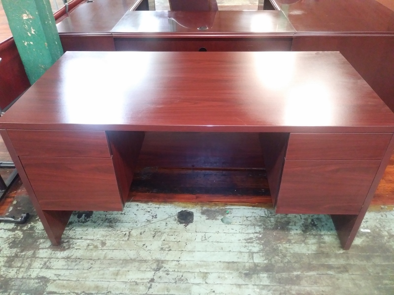 Two pedestal Wood Laminate Desk-image